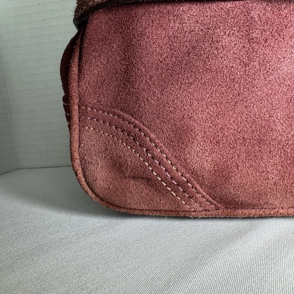 Vintage Coach 8A25 Suede Soho Mini Doctor Bag/Framed Kisslock Purse Oxblood Rare - Picture 6 of 16